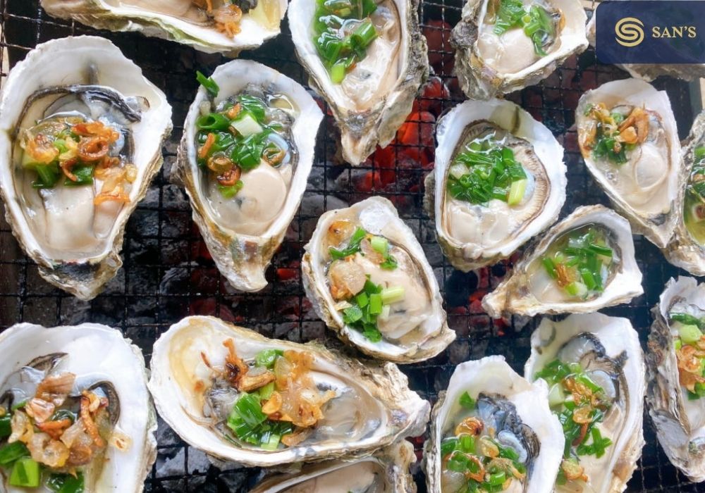 Oysters Grilled with onion grease