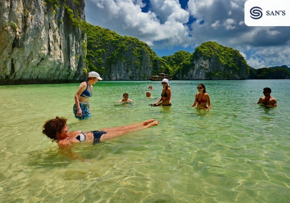 Swimming in Halong Bay